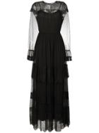 Twin-set Sheer Tulle Detail Dress - Black