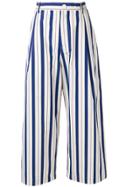 Sofie D'hoore Vertical Stripe Wide Leg Cropped Trousers - Blue