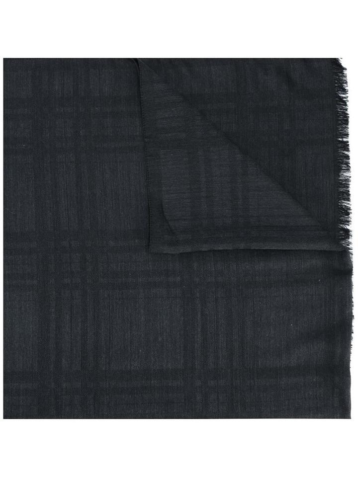 Fashion Clinic Checked Frayed Edge Scarf, Men's, Grey, Silk/wool