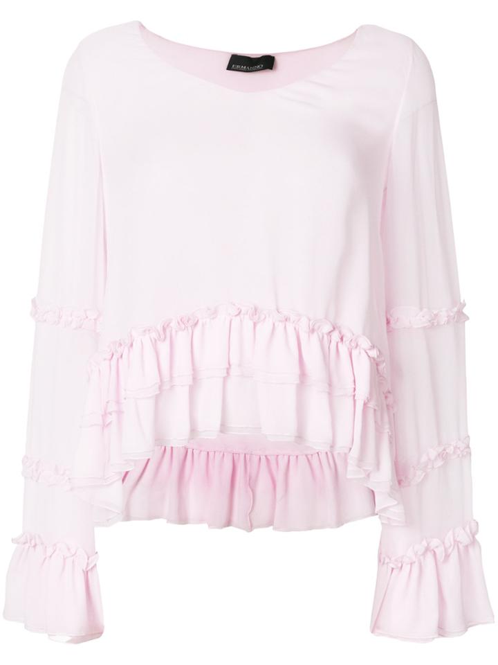 Ermanno Ermanno Ruffled Top - Pink & Purple