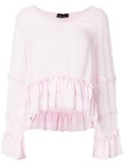 Ermanno Ermanno Ruffled Top - Pink & Purple