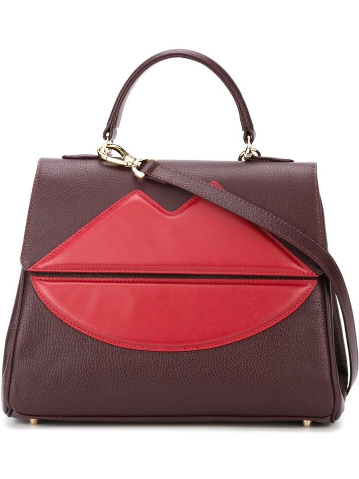 Sara Battaglia 'lips' Tote, Women's, Pink/purple