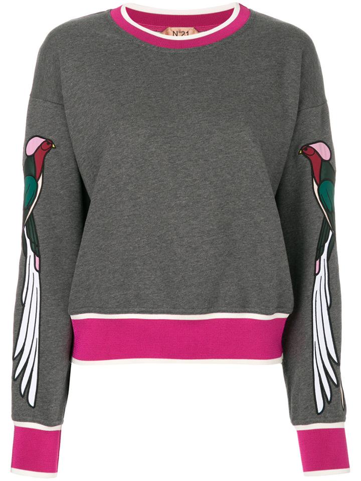 No21 Bird Appliqué Sweatshirt - Grey
