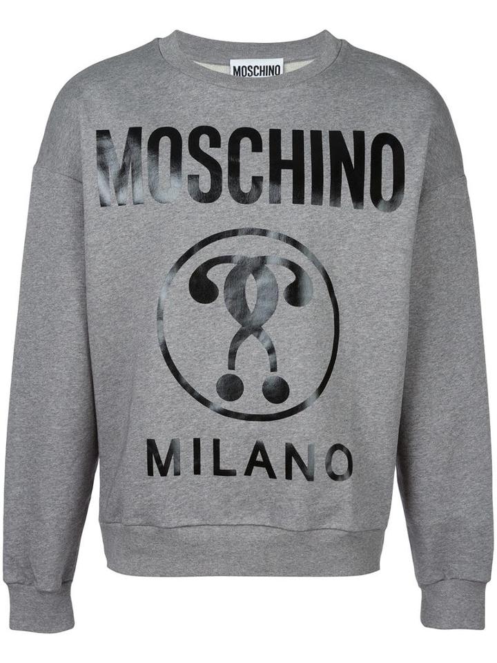 Moschino Logo Print Sweatshirt, Men's, Size: Xs, Grey, Cotton
