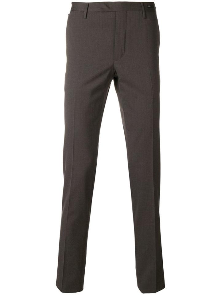 Pt01 Creased Slim-fit Trousers - Brown