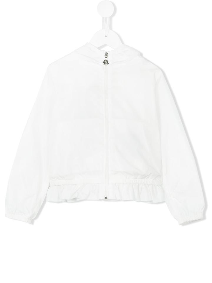 Moncler Kids - Zipped Pleated Trim Jacket - Kids - Polyamide - 5 Yrs, White