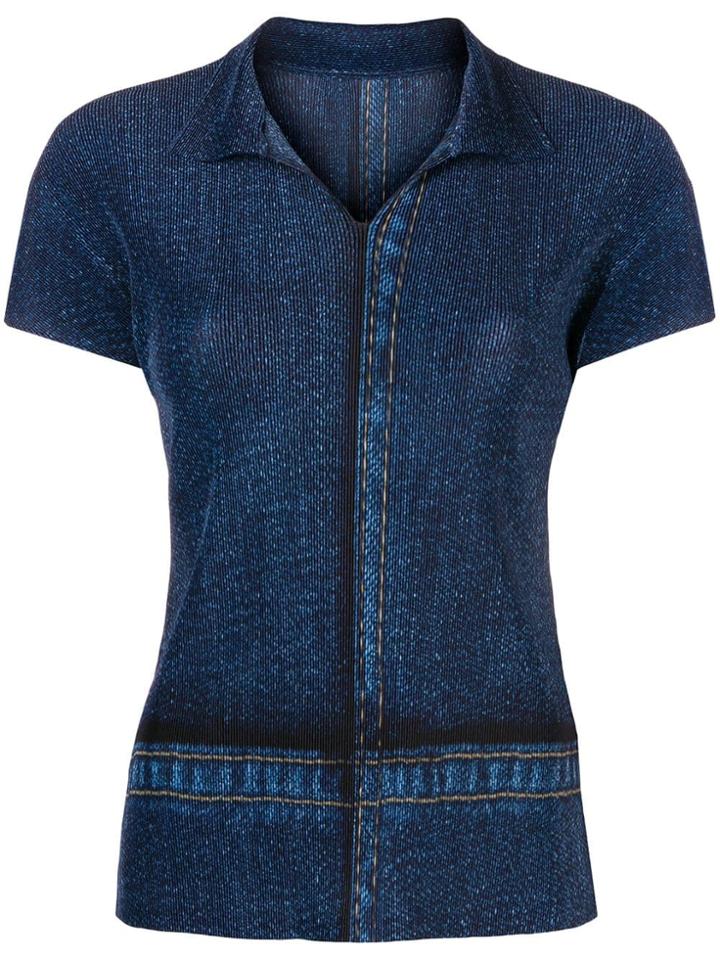 Issey Miyake Vintage 2000's Denim Print T-shirt - Blue