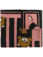 Moschino Teddy Print Scarf - Pink & Purple