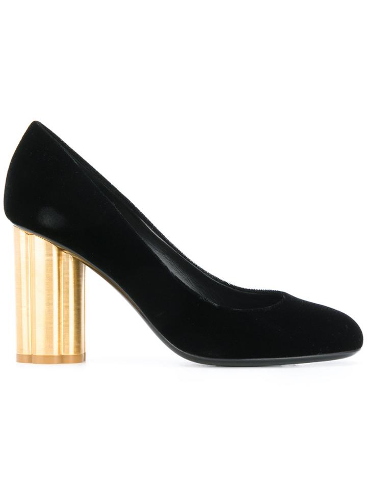 Salvatore Ferragamo Flower Heel Pumps - Black