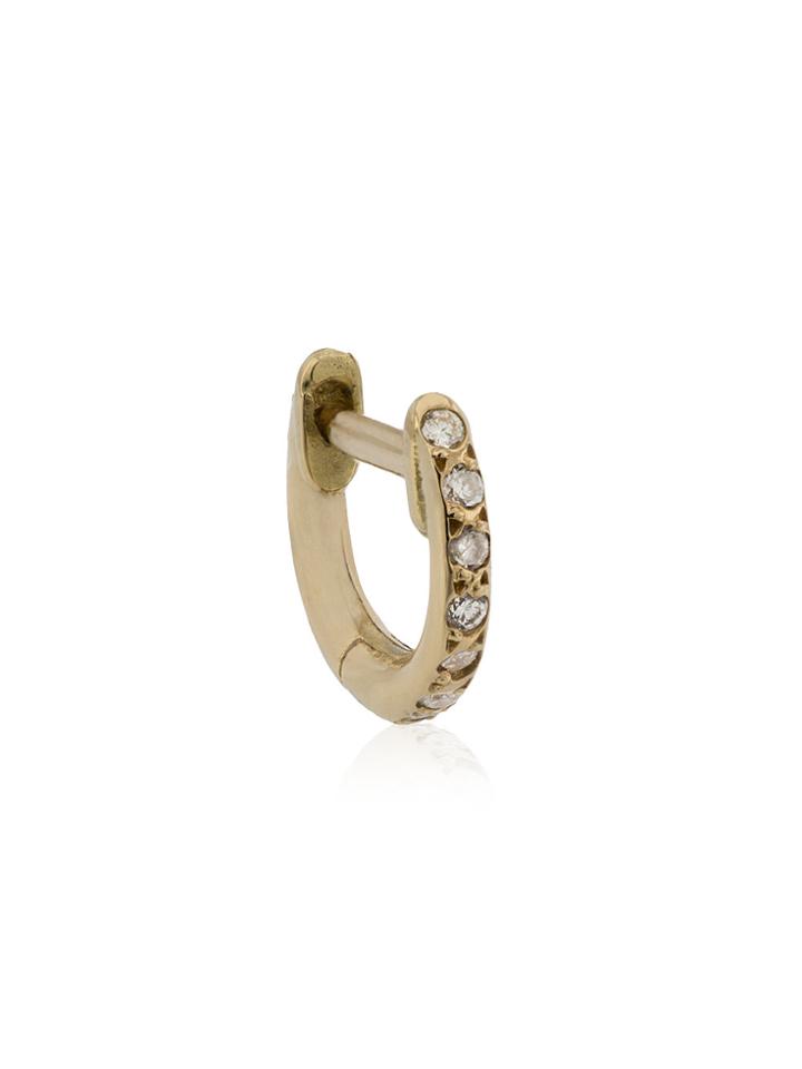 Ileana Makri Mini Yellow Gold And Diamond Hoop - Metallic