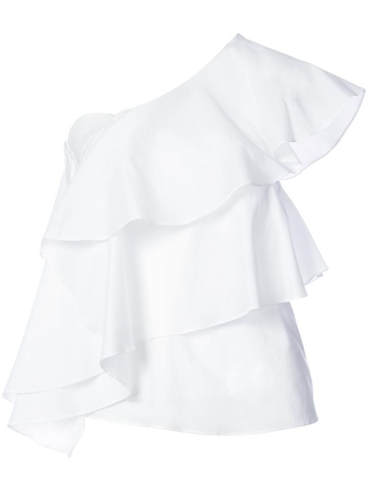 Milly Asymmetric Frilled Top - White