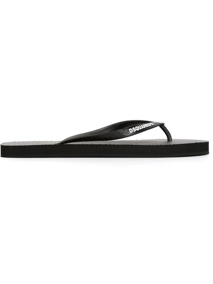 Dsquared2 Logo Flip Flops, Men's, Size: 43, Black, Rubber/foam Rubber