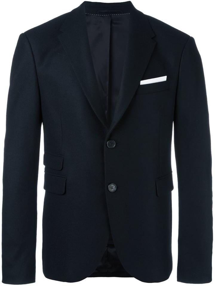 Neil Barrett Flap Pocket Blazer, Men's, Size: 50, Black, Wool/nylon/polyester/viscose