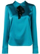 Styland Bow-detail Satin Blouse - Blue
