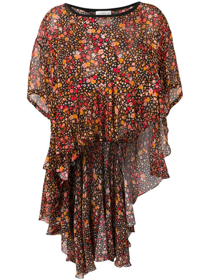 Faith Connexion Floral Print Asymmetric Hem Top - Black