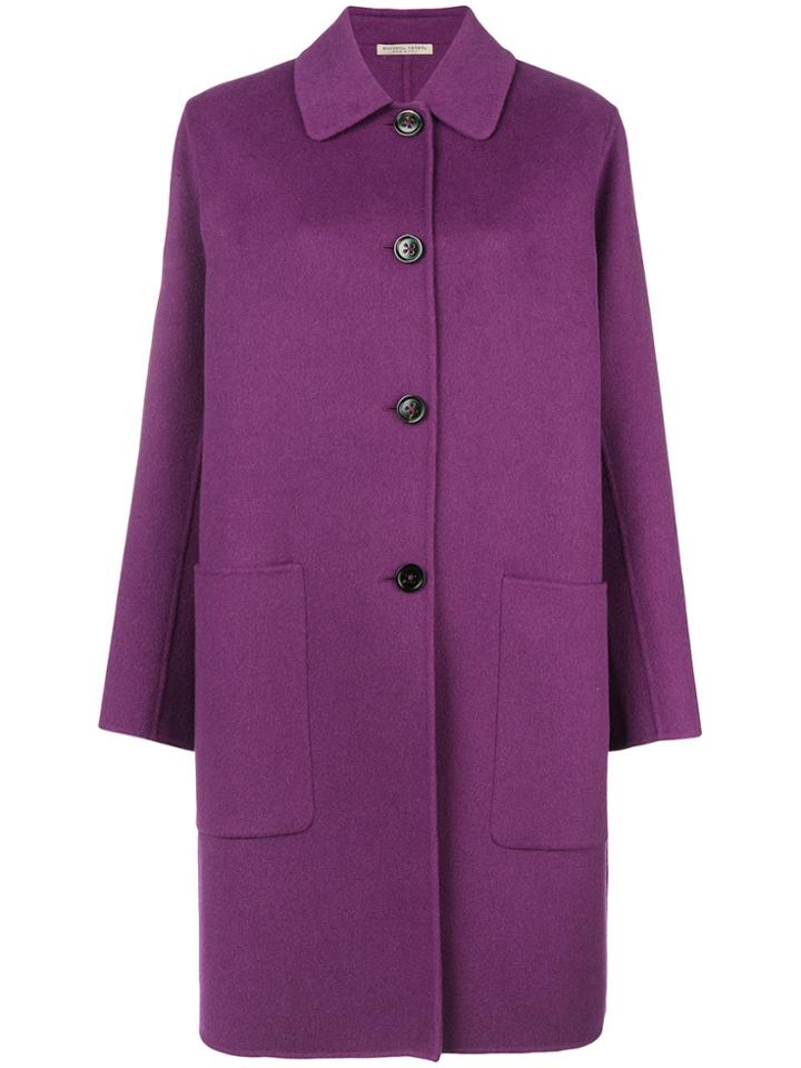 Bottega Veneta Single Breasted Coat - Pink & Purple