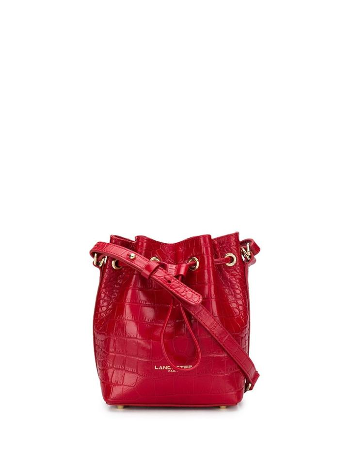 Lancaster Croc Effect Bucket Bag - Red