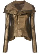 Rick Owens - Metallic (grey) Jacket - Women - Silk/cotton/calf Leather/virgin Wool - 38, Silk/cotton/calf Leather/virgin Wool