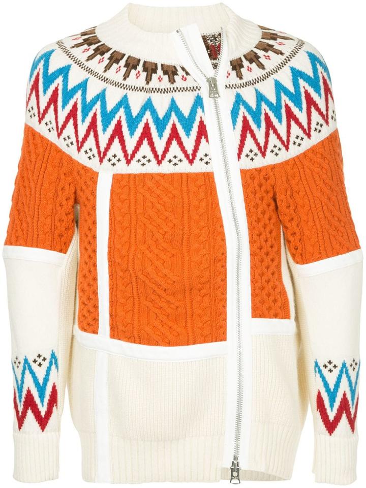 Sacai Multi-knit Zip Jacket - Yellow & Orange