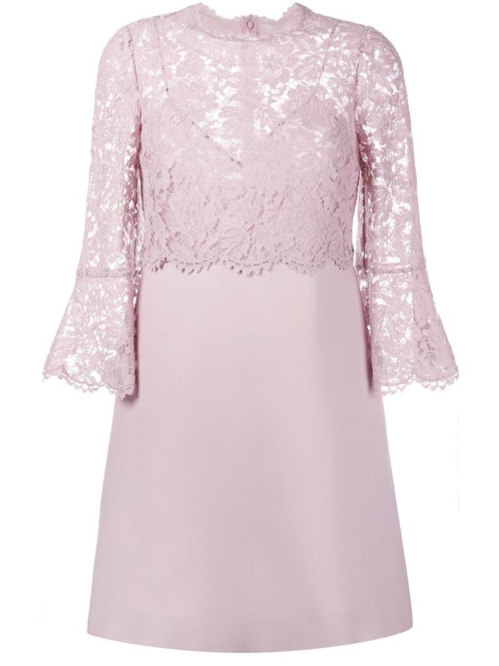 Valentino Lace Crepe Couture Dress, Women's, Size: 40, Pink/purple, Silk/cotton/virgin Wool