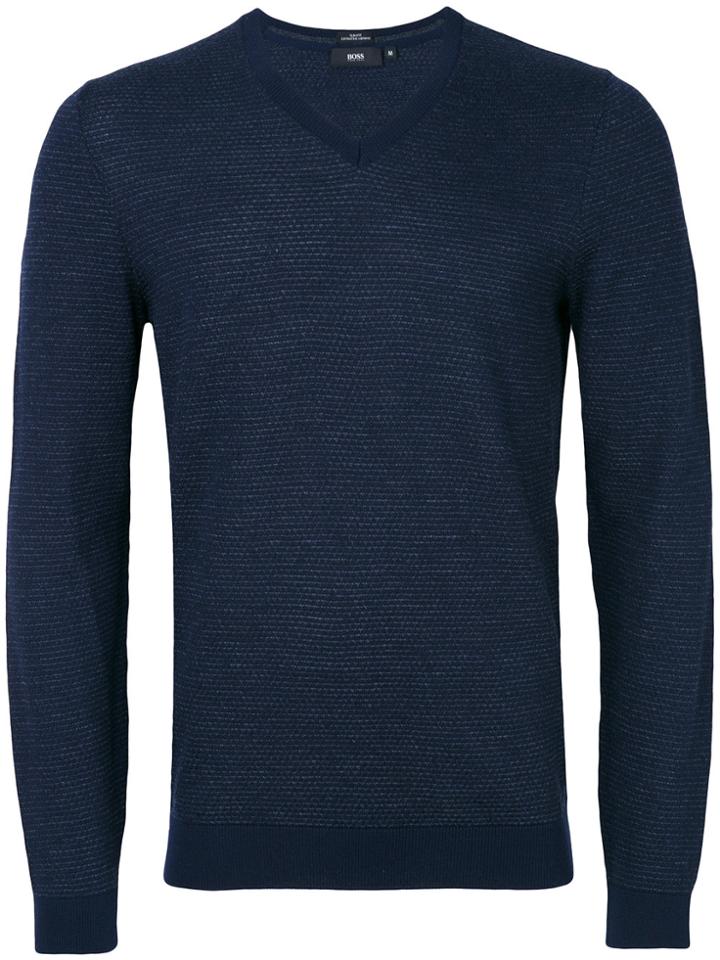 Boss Hugo Boss V-neck Jumper - Blue