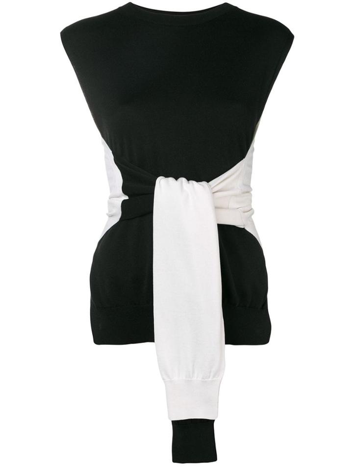 Mrz Two-tone Knitted Top - Black