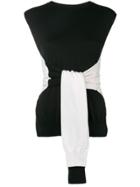 Mrz Two-tone Knitted Top - Black