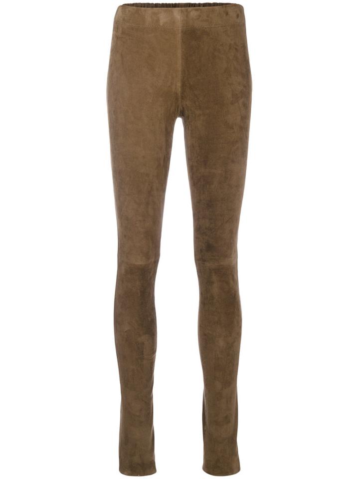Joseph - Slim-fit Pants - Women - Cotton/lamb Skin/spandex/elastane - 40, Brown, Cotton/lamb Skin/spandex/elastane