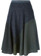 Issey Miyake Vintage Contrasting Panels Flared Skirt - Grey