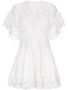 One Vintage Embroidered Daffodil Mini Dress - White