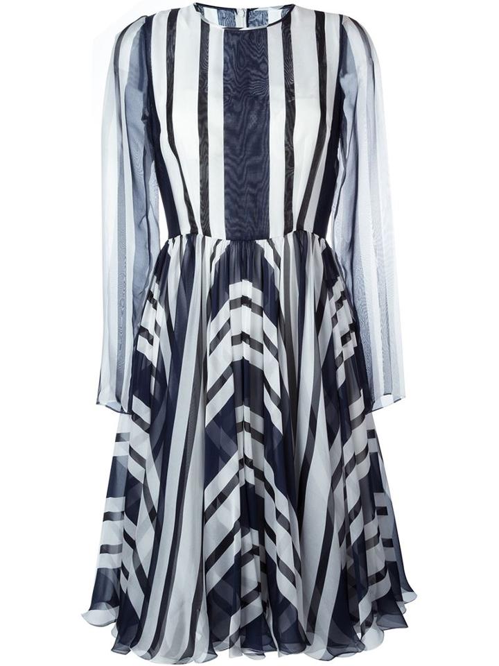 Dolce & Gabbana Striped Dress, Women's, Size: 42, Blue, Silk/cotton/polyamide