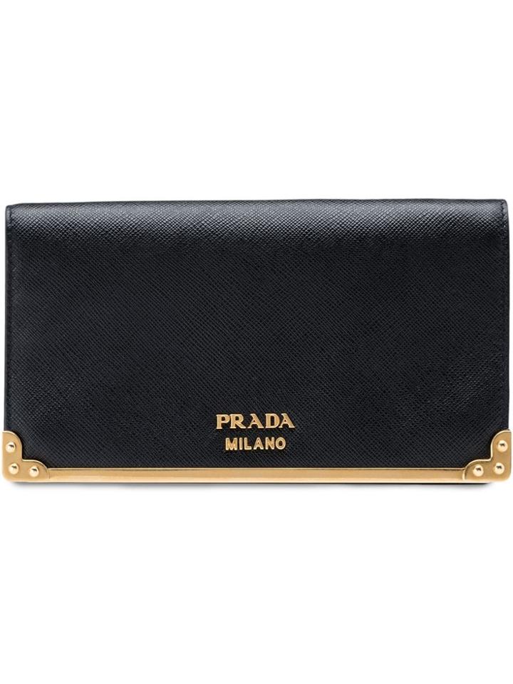 Prada Metal-appliquéd Shoulder Bag - Black