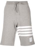 Thom Browne Striped Detail Track Shorts, Men's, Size: 5, Grey, Cotton