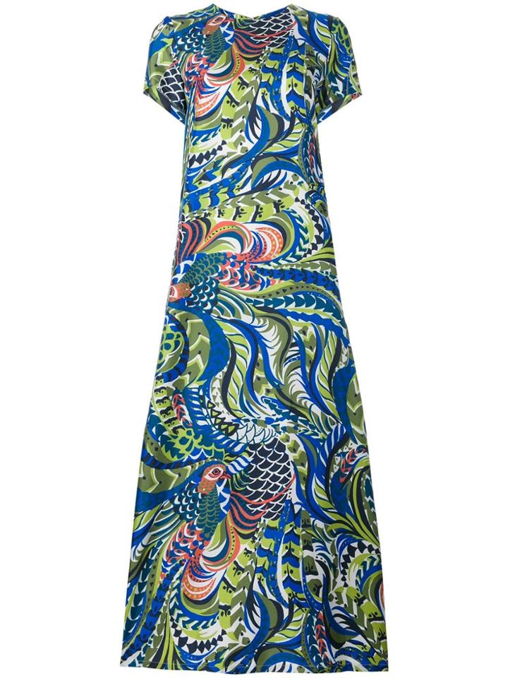 La Doublej Long Length Patterned Swing Dress - Blue