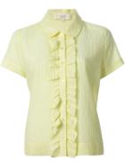 Vanessa Bruno Athé Ruffled Placket Shirt, Women's, Size: 40, Yellow/orange, Cotton/silk