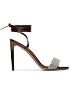 Alexandre Vauthier Bronze Kim 100 Crystal Embellished Leather Sandals