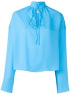 Balenciaga Tied Collar Top, Women's, Size: 34, Blue, Silk
