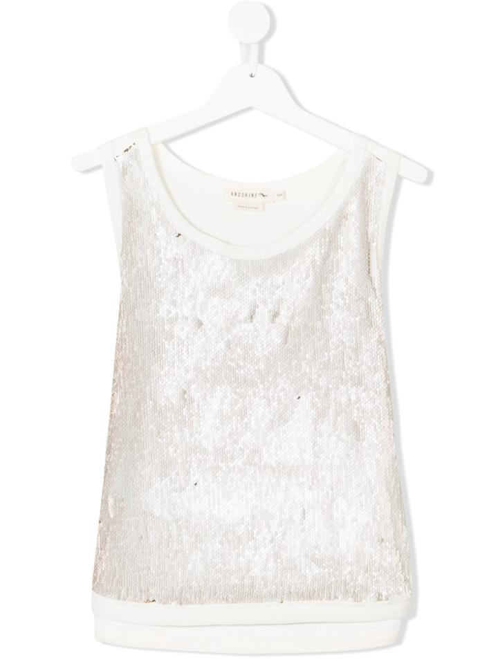 Andorine Teen Sequin Embellished Top - Nude & Neutrals