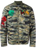 Diesel 'w-camu' Bomber Jacket, Men's, Size: Xl, Green, Polyester/viscose
