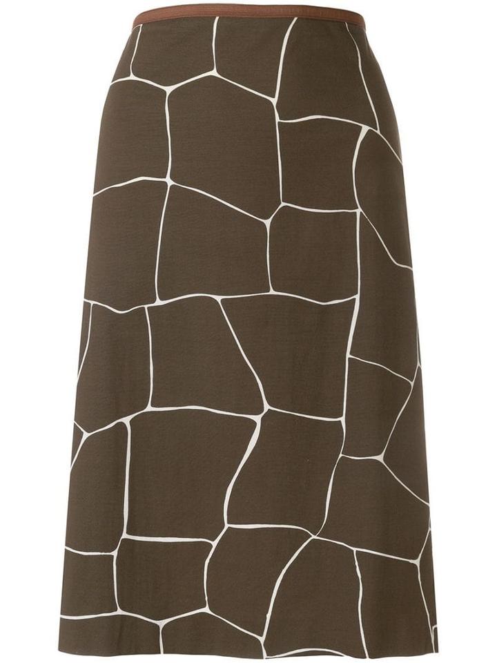 Miu Miu Pre-owned Giraffe Print Straight Skirt - Brown