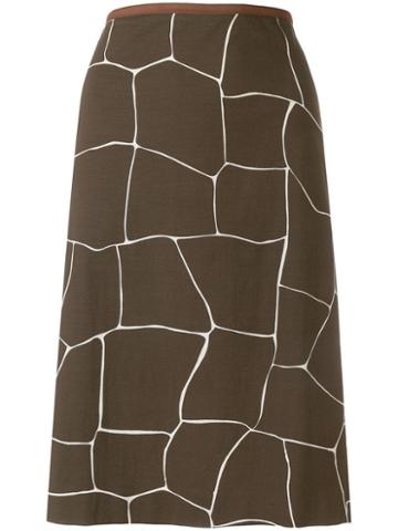 Miu Miu Pre-owned Giraffe Print Straight Skirt - Brown