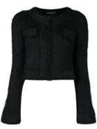 Emporio Armani Flared Sleeve Cropped Jacket, Women's, Size: 42, Black, Polyamide/viscose/mohair/metallic Fibre