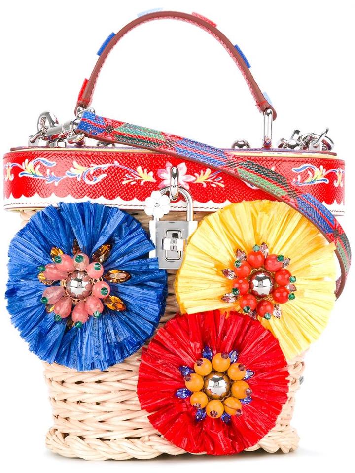 Dolce & Gabbana Dolce Wicker Basket Tote, Women's, Nude/neutrals, Straw/leather