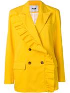 Msgm Ruffle Trim Double Breasted Jacket - Yellow