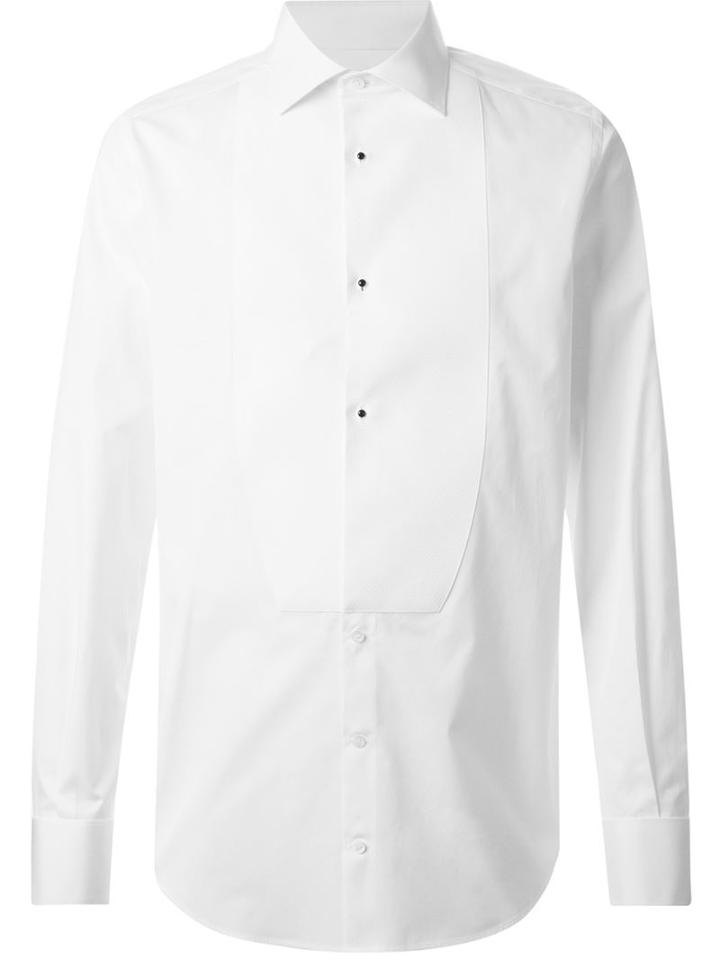 Dolce & Gabbana Classic Bib Shirt, Men's, Size: 41, White, Cotton