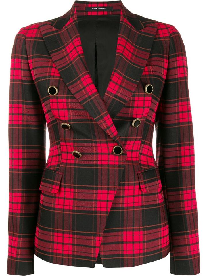 Tagliatore Classic Tartan Print Blazer - Red