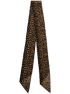 Saint Laurent Leopard-print Wool Scarf - Brown