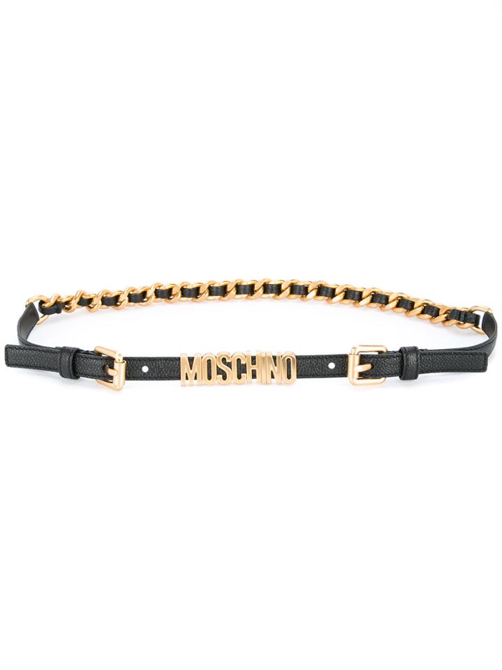 Moschino Logo Chain Belt - Black