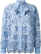 No21 Floral Lace Shirt, Women's, Size: 38, Blue, Cotton/polyester