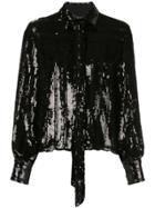 Sally Lapointe Sequined Tied-neck Blouse - Black